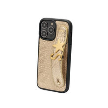 Load image into Gallery viewer, GLAM. Personalized Leather iPhone Case - GOLD/GOLD