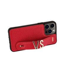 Load image into Gallery viewer, YOUZ. Personalized Leather iPhone Case - Red/Gold