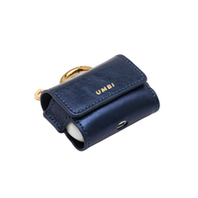Load image into Gallery viewer, UMBI Personalized Leather AirPods Case - Metallic Navy Blue