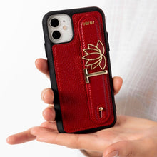 Load image into Gallery viewer, YOUZ. Personalized Leather iPhone Case - Red/Gold