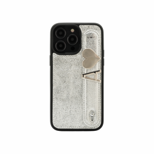 Load image into Gallery viewer, GLAM. Personalized Leather iPhone Case - Silver/Silver