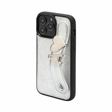 Load image into Gallery viewer, GLAM. Personalized Leather iPhone Case - Silver/Silver
