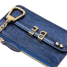 Load image into Gallery viewer, UMBI Personalized Leather Mini Wallet - Metallic NAVY BLUE
