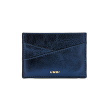 Load image into Gallery viewer, UMBI Personalized Leather Cardholder  - Metallic NAVY BLUE

