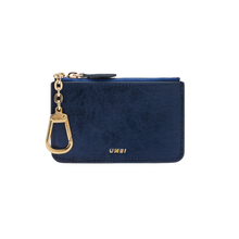 Load image into Gallery viewer, UMBI Personalized Leather Mini Wallet - Metallic NAVY BLUE
