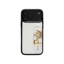Load image into Gallery viewer, GLAM. Personalized Leather iPhone Case - PEARL/Gold
