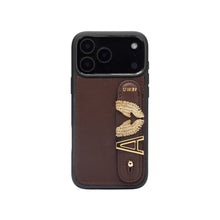 Load image into Gallery viewer, GLAM. Personalized Leather iPhone Case - Brown/Gold
