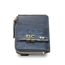 Load image into Gallery viewer, UMBI GLAM Personalized Leather Wallet - Metallic NAVY BLUE
