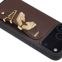 Load image into Gallery viewer, GLAM. Personalized Leather iPhone Case - Brown/Gold

