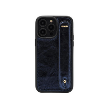 Load image into Gallery viewer, GLAM. Personalized Leather iPhone Case - Navy Blue/Gold
