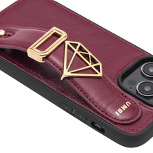 Load image into Gallery viewer, GLAM. Personalized Leather iPhone Case - Burgundy/Gold

