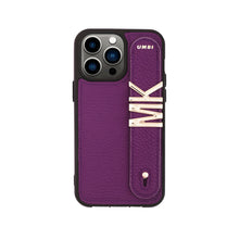 Load image into Gallery viewer, YOUZ. Personalized Leather iPhone Case - Purple/Gold
