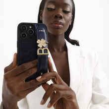 Load image into Gallery viewer, GLAM. Personalized Leather iPhone Case - Navy Blue/Gold
