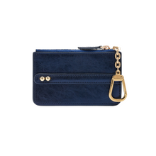 Load image into Gallery viewer, UMBI Personalized Leather Mini Wallet - Metallic NAVY BLUE
