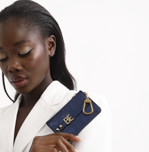 Load image into Gallery viewer, UMBI Personalized Leather Mini Wallet - Metallic NAVY BLUE
