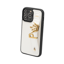 Load image into Gallery viewer, GLAM. Personalized Leather iPhone Case - PEARL/Gold
