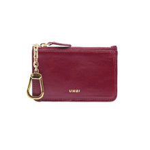 Load image into Gallery viewer, UMBI Personalized Leather Mini Wallet - BURGUNDY
