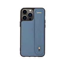 Load image into Gallery viewer, YOUZ. Personalized Leather iPhone Case - Blue/Gold
