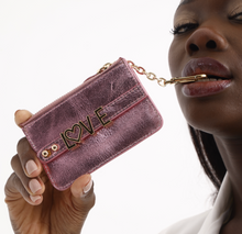 Load image into Gallery viewer, UMBI Personalized Leather Mini Wallet - Metallic ROSE
